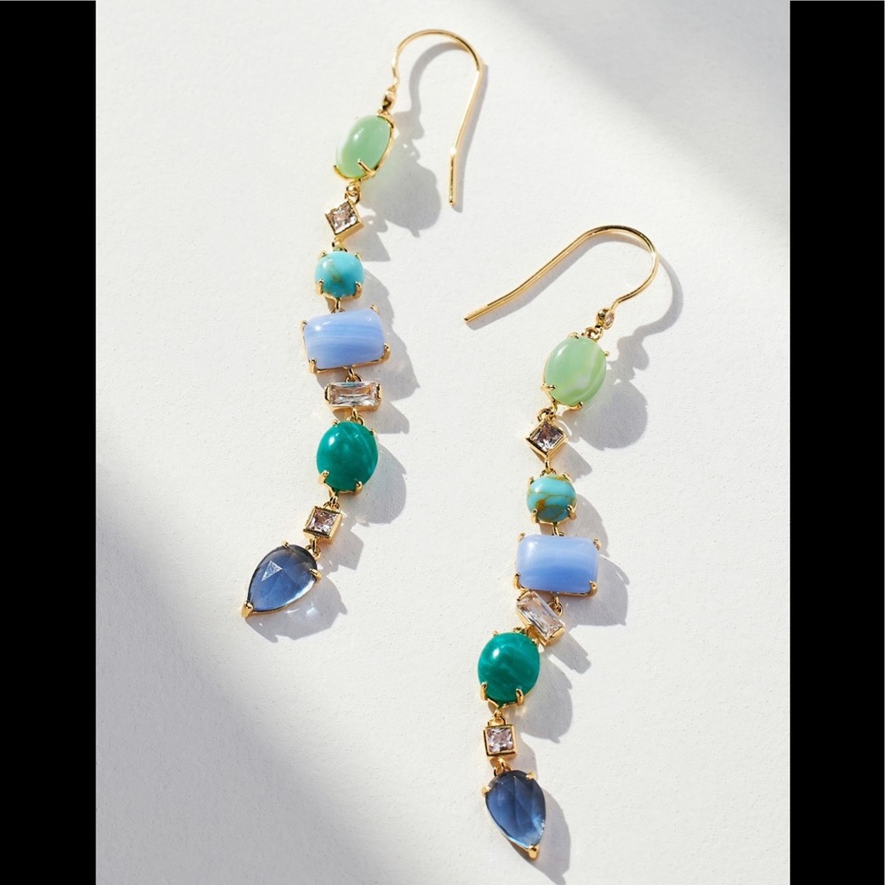 NWT Anthropologie Blue/Green Gem Drop Earrings!